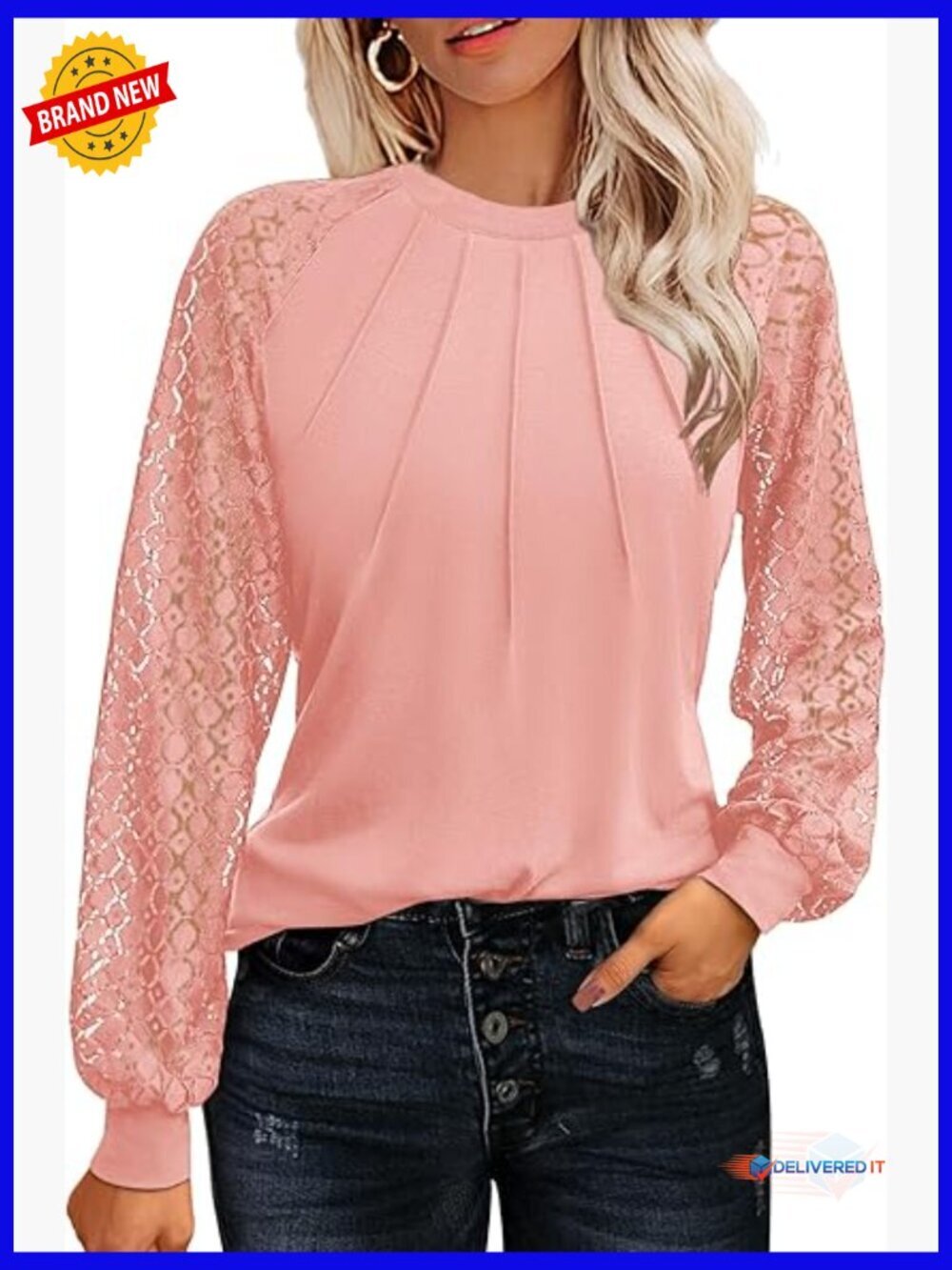 Women's Lace Long Sleeve Blouse Dressy Casual Work Shirt